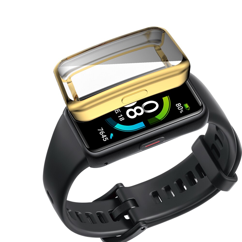 Tpu koko näytön suojakuori älykellon suojakotelo päällystetty kuoripuskuri kunnianauhalle 6 huawei band 6