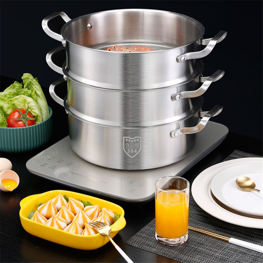 House Kitchen Steam Pot Soup Pot Stainless Steel Pot Multi-function Cookware Pot Multi-layers Pot