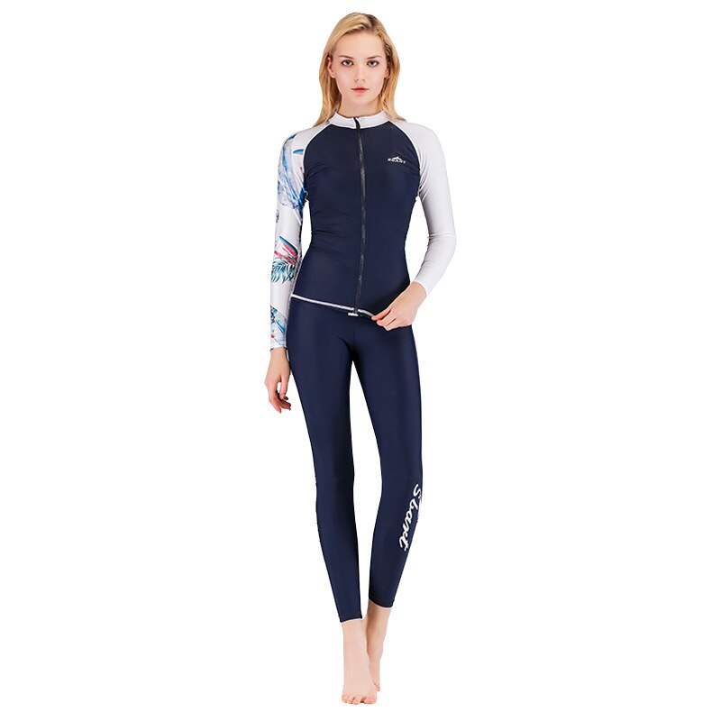 2 stuks/set dames rashguard strak passend badpak met volledige lichaamsbouw, tops en broeken, rashguards, lycra wetsuit, duikvellen, zon- en uv-bescherming: Een heel shirt / S