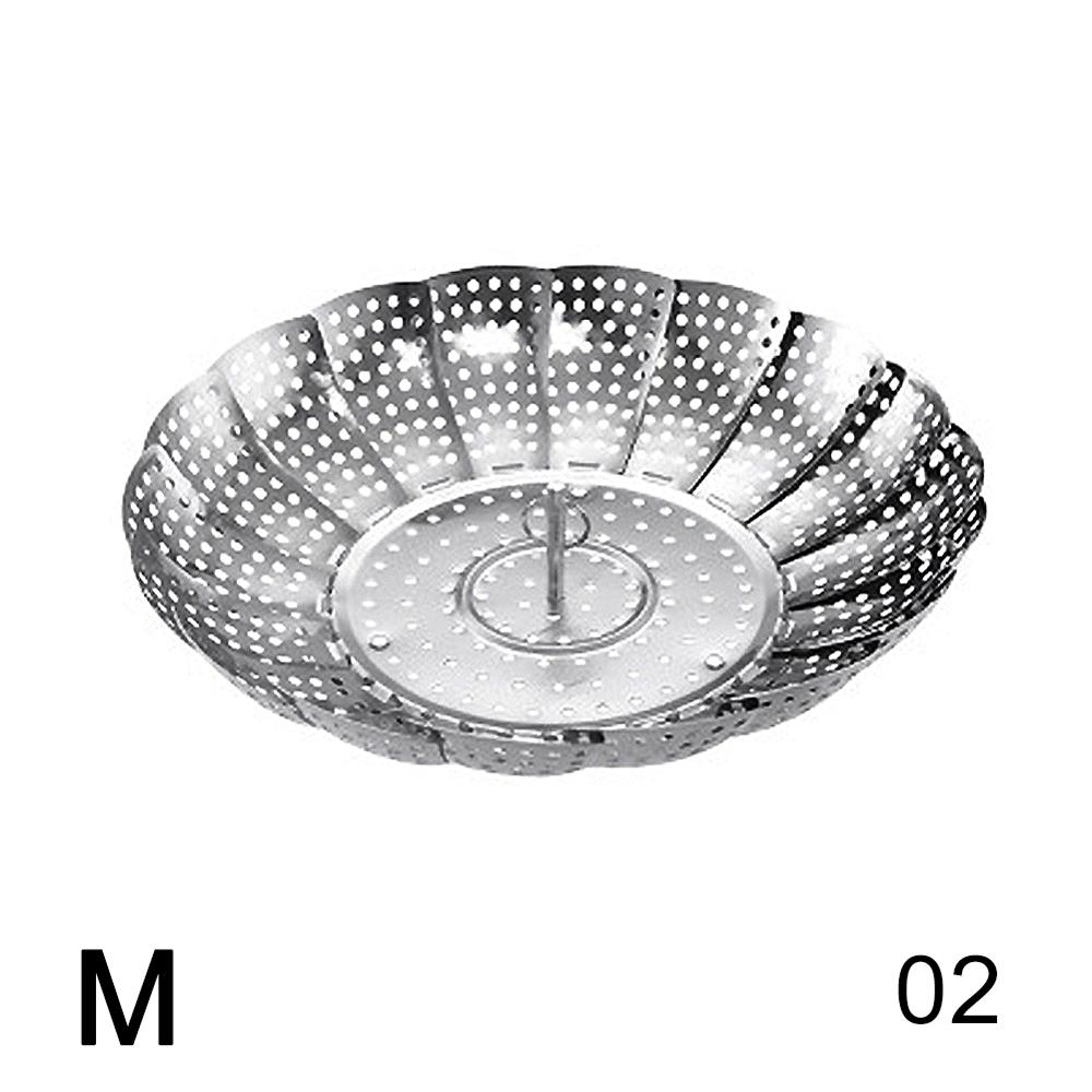 Folding Stainless Steel Steamer Basket Mesh Vegetable Kitchen Fruit Food Dish Steam Rack Expandable Cookware Kitchen Tool: M