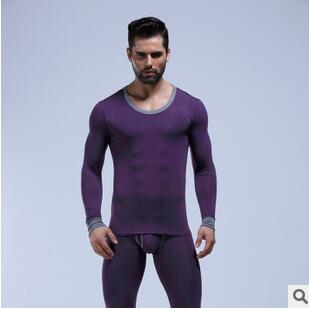 Nowy zestaw kalesonów męskich WJ lycra bawełna męski legging jesienno-zimowa bielizna termiczna zestaw kalesonów 5 kolorów M L XL: Fioletowy / Xl