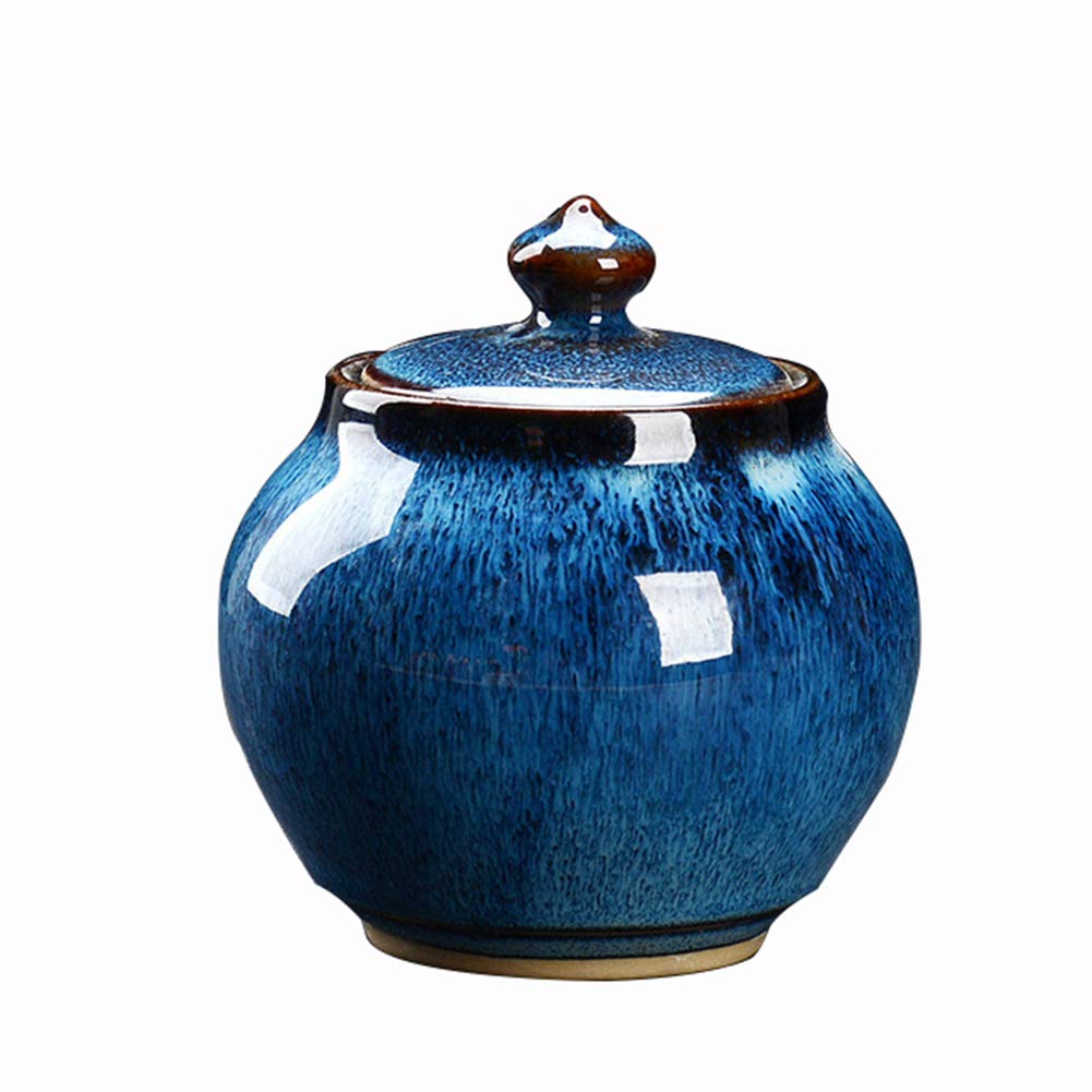 Blue Gradient Glaze Ceramic Funeral Pet Urn for Memorials - Mini - Holds Up to 15 Cubic Inches of Ashes: Blue