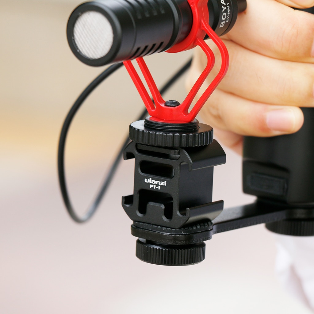 Ulanzi 3in1 Triple Shoe Mount Adapter Converter Microphone Stand Bracket