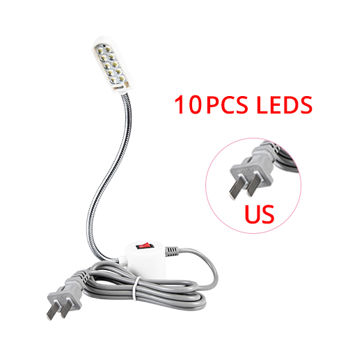 1-3W Industrial Sewing Machine LED Light 10 19 30 LEDs Magnetic Clothing Machine Mounting Base Lamp US EU Plug Work Light: 10 LEDs US
