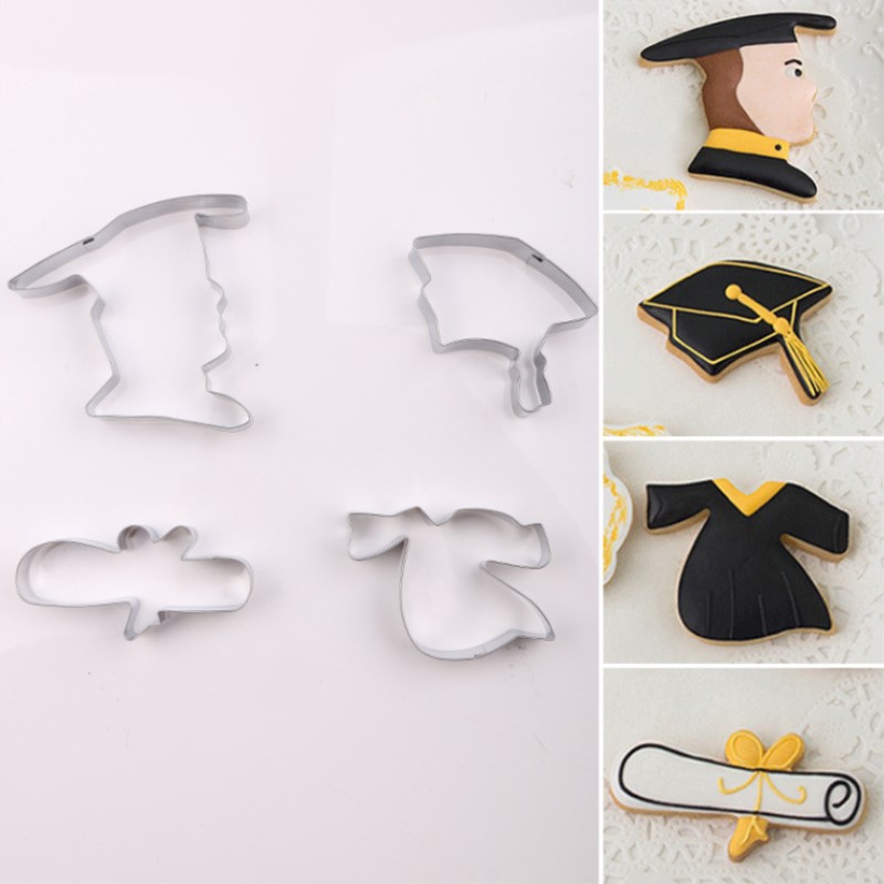 Afgestudeerde Bachelor Gown Diploma Rvs Cookie Cake Snijders DIY Biscuit Gebak Bakvorm Fondant Party Decor