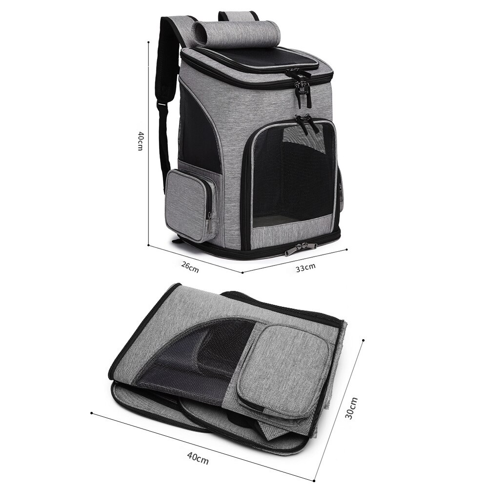 Mochila de malla transpirable para perro, bolsa de transporte de mascotas para gatos, perros y cachorros, tela Oxford duradera para viajes al aire libre, 33x26x40CM