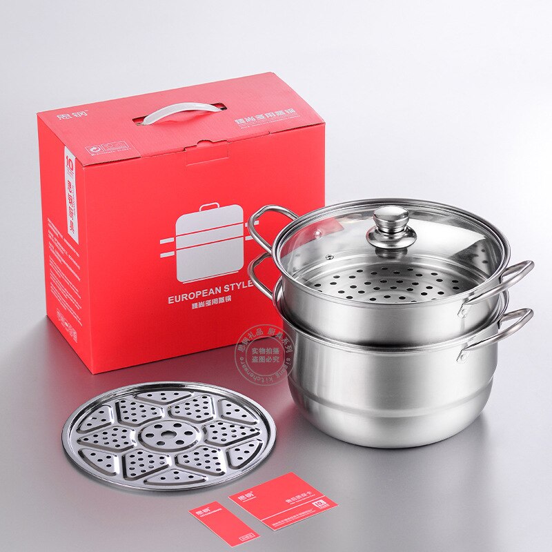 Double chaudière Vapeur, cuiseur à Vapeur, riz nouilles boulettes, acier inoxydable, micro-ondes, poisson, ustensile de Cuisine BY50ZG