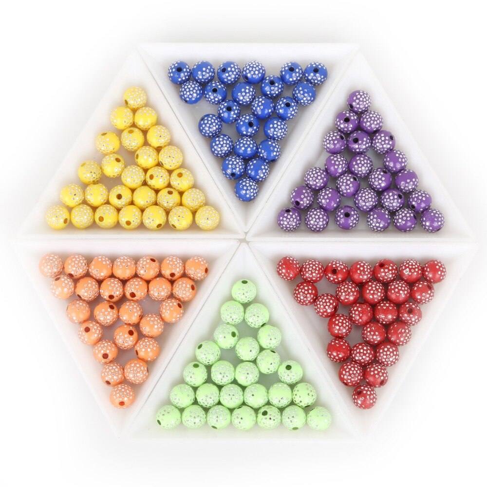 100 stk 8mm farverige runde akrylperler rhinsten charme perler til smykkefremstilling gør-det-selv håndværk scrapbog dekoration