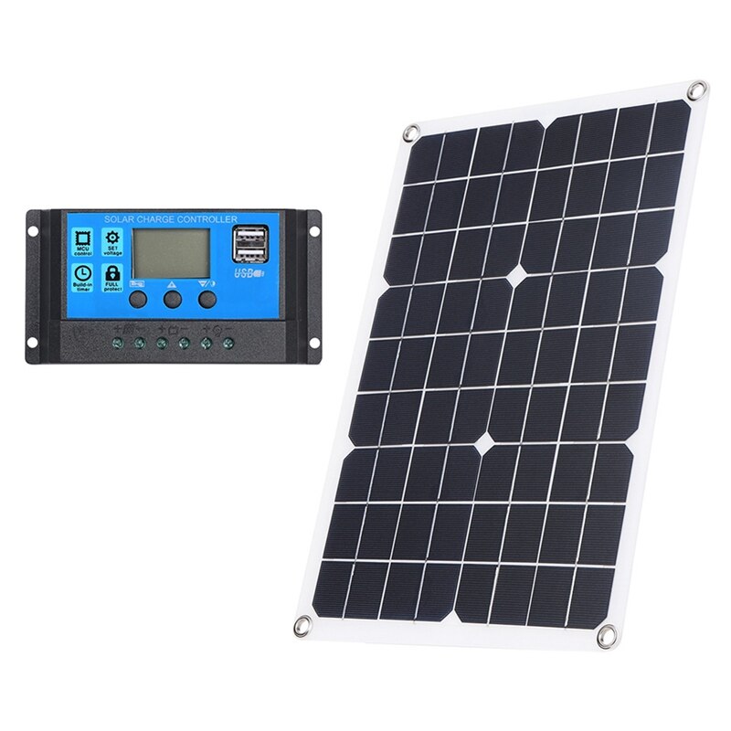 15W Solar Panel 12V Battery Charger Kit 50A Controller for Caravan Van Boat Dual USB