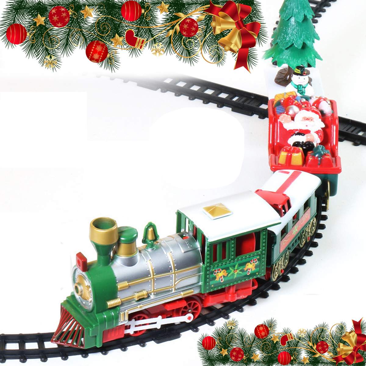 Christmas DIY Electric Train Toys Long Rail Track Set With Light Sound Classic Steam Train Kids Educational Toys Christmas