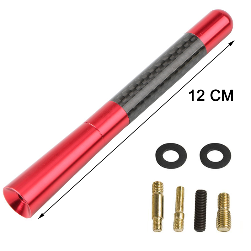 Antenne Radio aérienne universelle en Fiber de carbone de 12CM, antenne de réception en métal FM/AM, antenne à mât court et trapu: BLANC