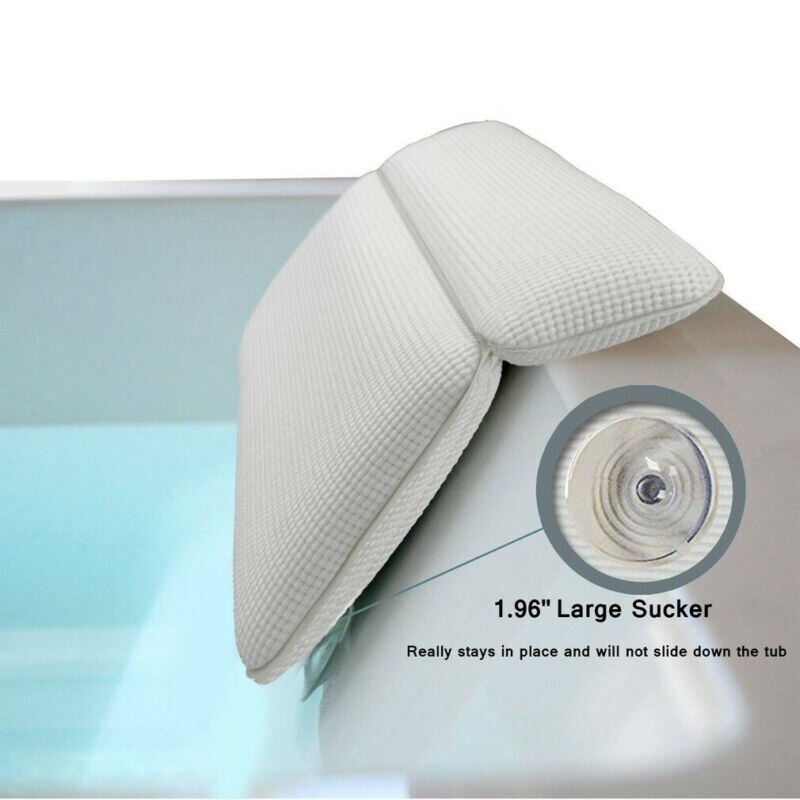 Wit Bad Kussen Thuis Spa Massage Kussen Neck & Back Rest Met Zuignap Pvc Schuim Spons bad Kussen