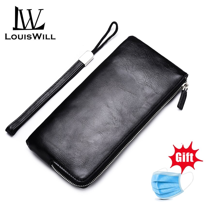 LouisWill longs portefeuilles hommes portefeuilles en cuir PU portefeuilles hommes sacs sacs à main à glissière unique pli porte-cartes sacs à main sacs: Black