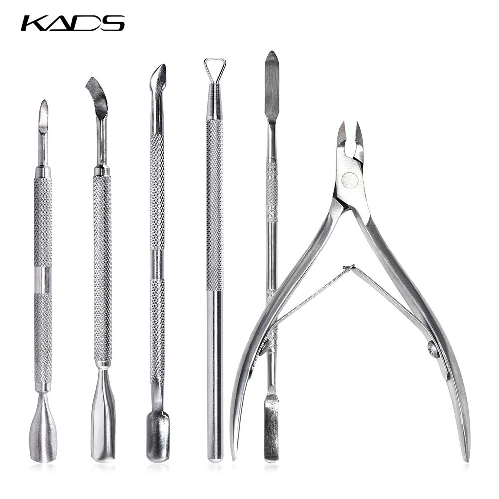 KADS-empujador de cutículas para manicura y pedicura, herramienta de manicura y pedicura, de doble extremo, de acero inoxidable, removedor de piel muerta, 1 ud.