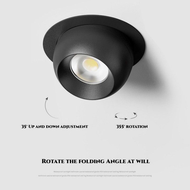 Luz empotrable LED COB regulable con rotación de ángulo redondo de 355, 7W, 9W, 12W, foco de techo, fondo de fotografía para sala de estar interior