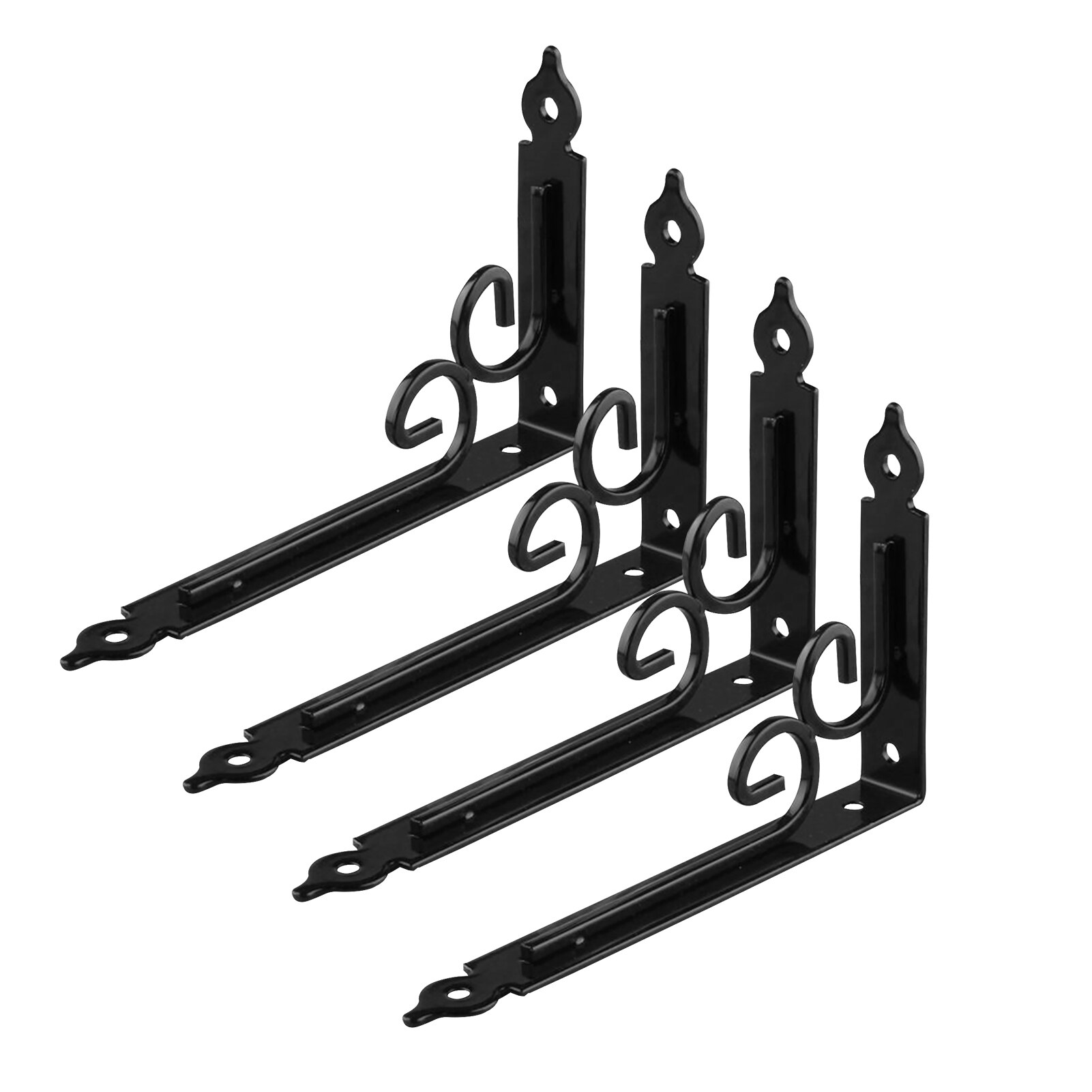4pcs Thickened Wall Mounted Fixing Right Angle Shelf Bracket Home Decor Cupboard: Black 20cm