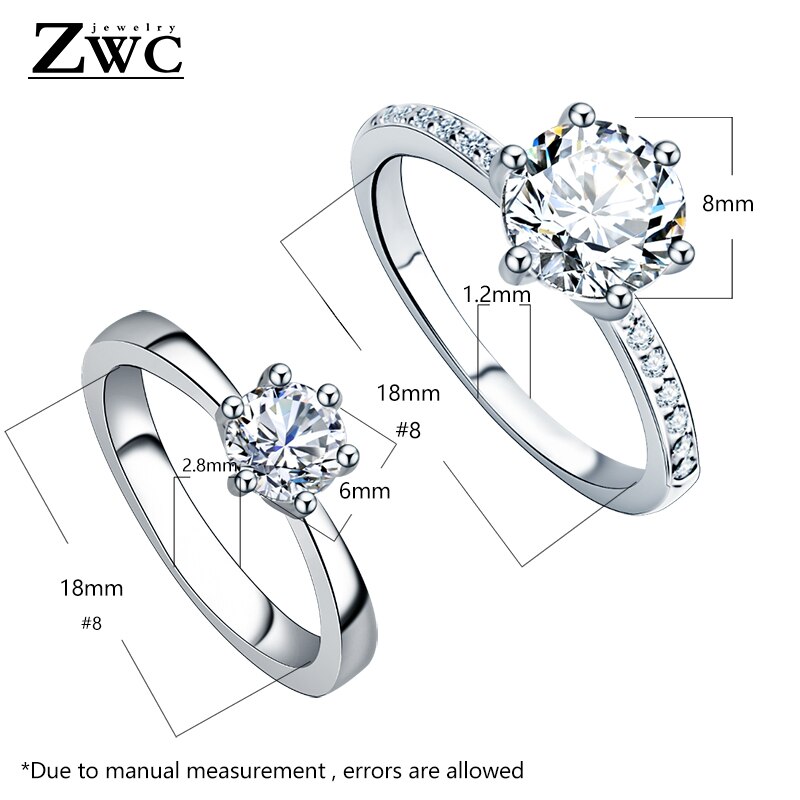 ZWC Neue Kristall Hochzeit Ring für frauen Finger Engagement Zirkon Ring Weiblichen Schmuck Ring Partei 6/7/8/9 Größe