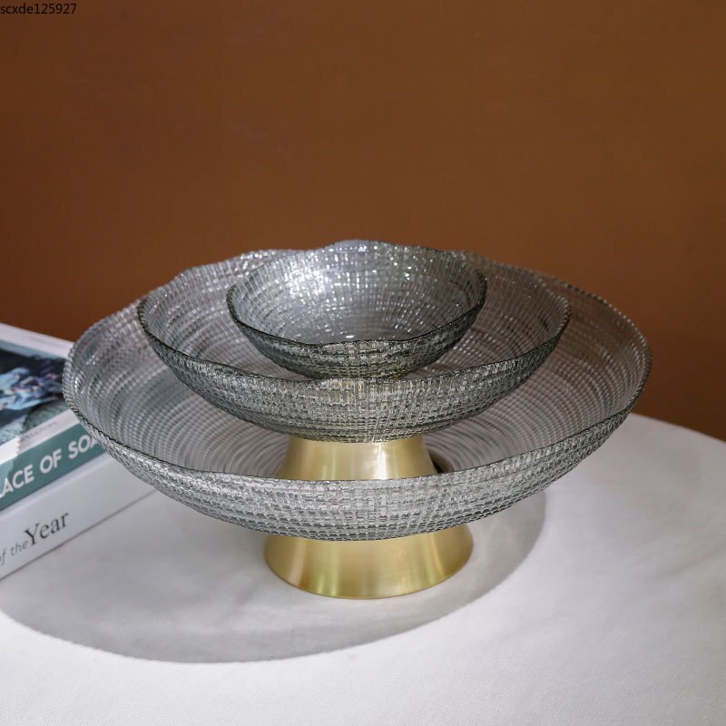 Ronde Crystal Glas Fruit Lade Salontafel Woonkamer Decoratie Gedroogd Fruit Snoep Opbergvak Woondecoratie