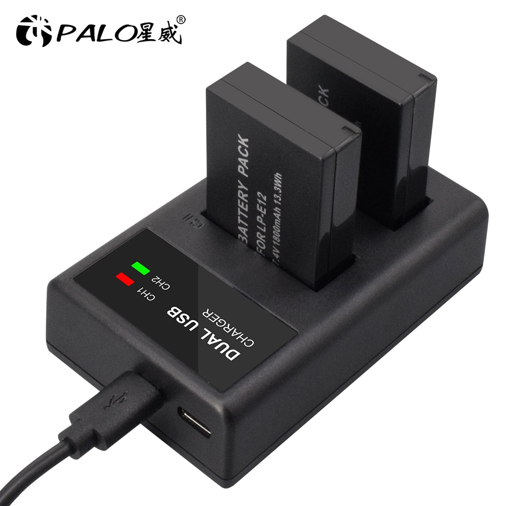 PALO – chargeur de batterie à double fentes, USB LP-E12, pour appareil photo Canon LP-E12, LP E12 LPE12