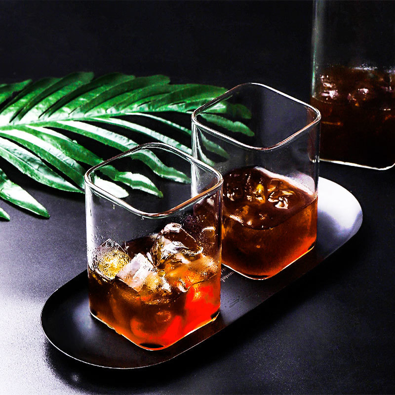 Juego de tazas cuadradas para compartir café, tazas de vidrio transparente para el hogar, café expreso, capuchino, Latte, americano