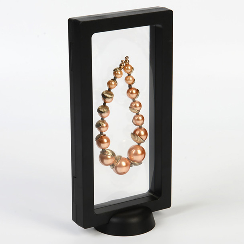 Floating Frame Shadow Box Jewelry Display Protection Commemorative Coin Holder: Black