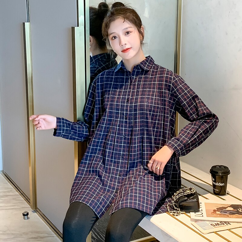 Amazing Pleated Waist Button Corduroy Maternity Blouses - Fashion Pregnancy Tunic Tops - Clothes For Pregnant Women (D4)(Z1)