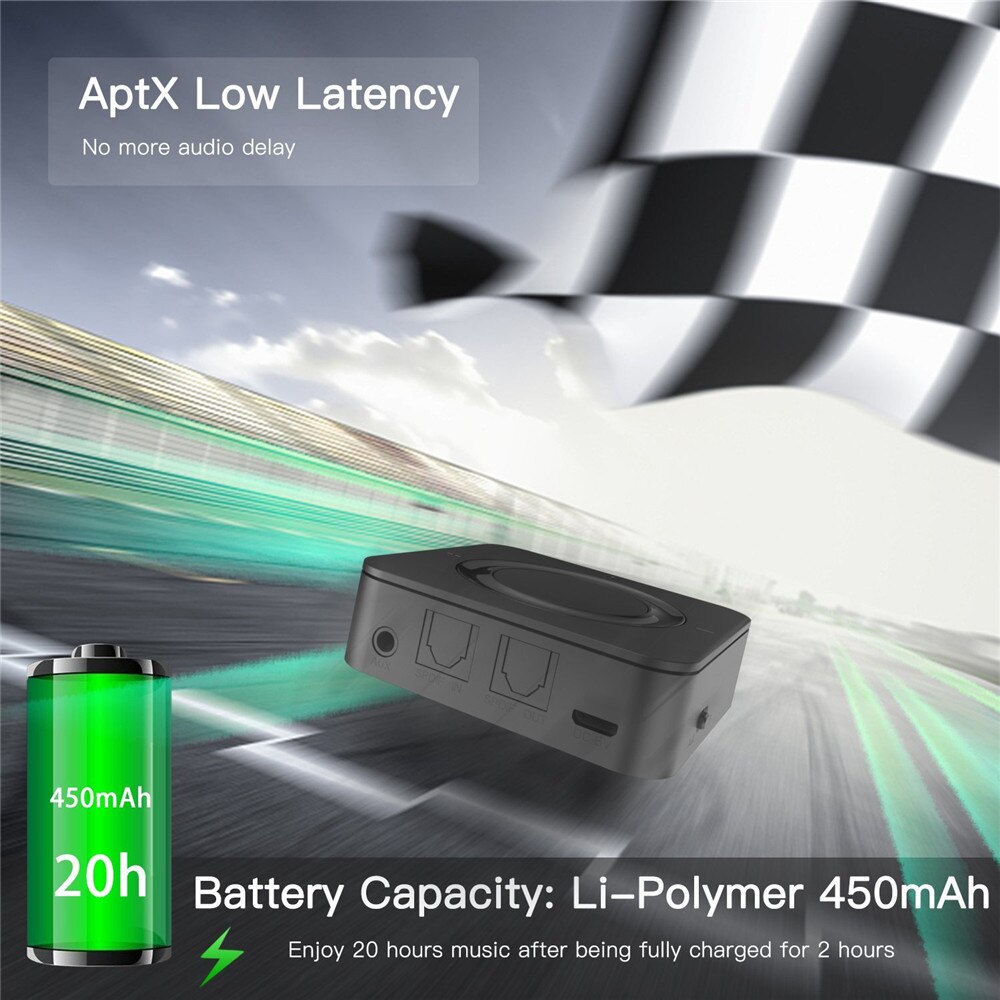 Bluetooth 5.0 Aptx HD High definition low latency SPDIF Optical RCA Aux 3.5mm Transmitter Receiver stereo audio home TV Adapter