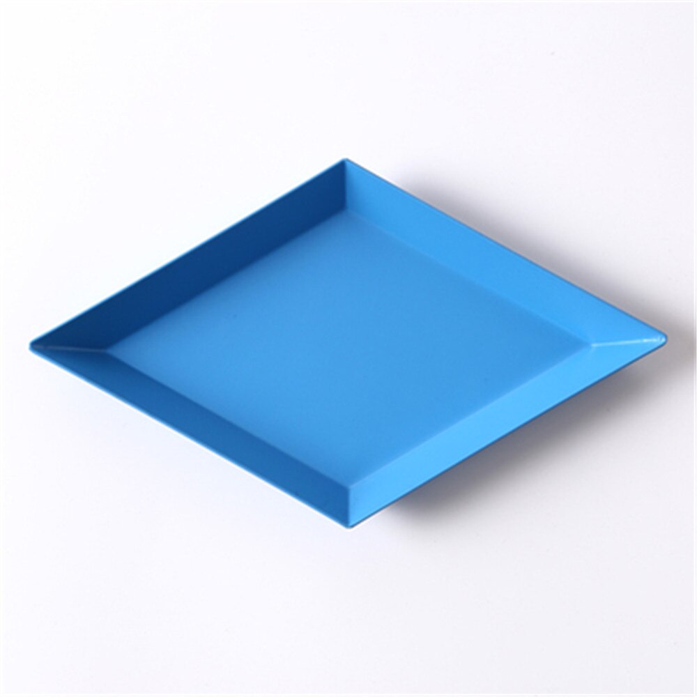 Colorful Metal Storage Trays Chic Geometric Combo Organizer Plate Desktop Decor Jewelry Display Trays Tea Set Dessert Plates: Blue S