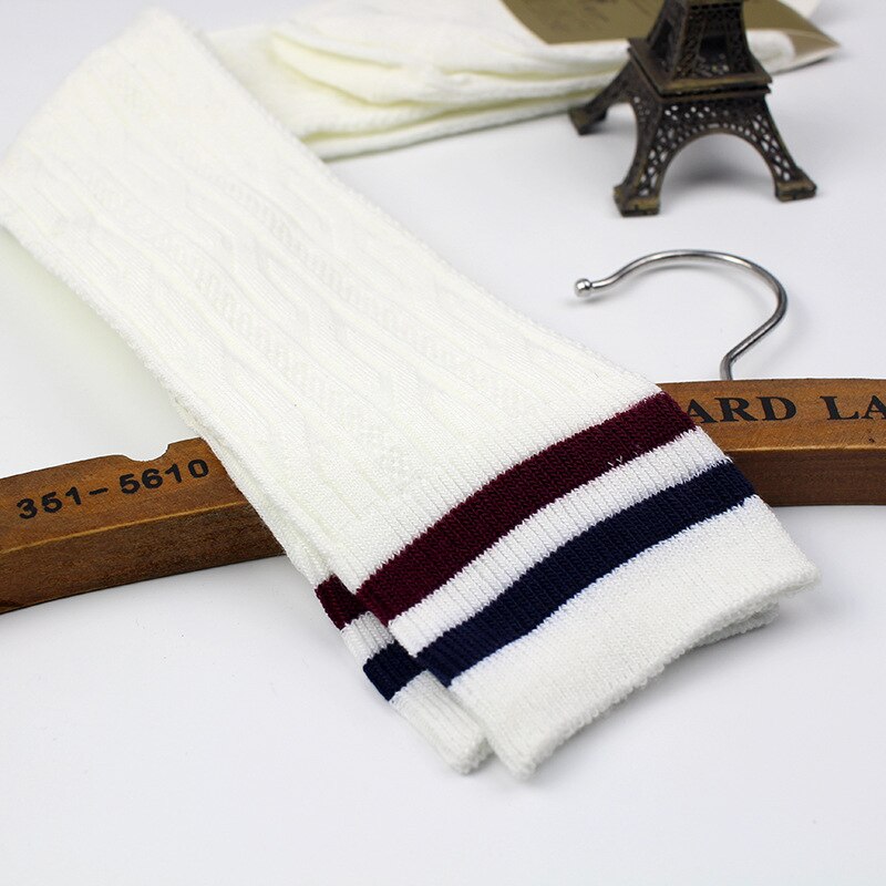 socks for girl Knee length Stockings in autumn and winter Warm knitted socks Hemp pattern pile stockings High socks TSLM1: 03