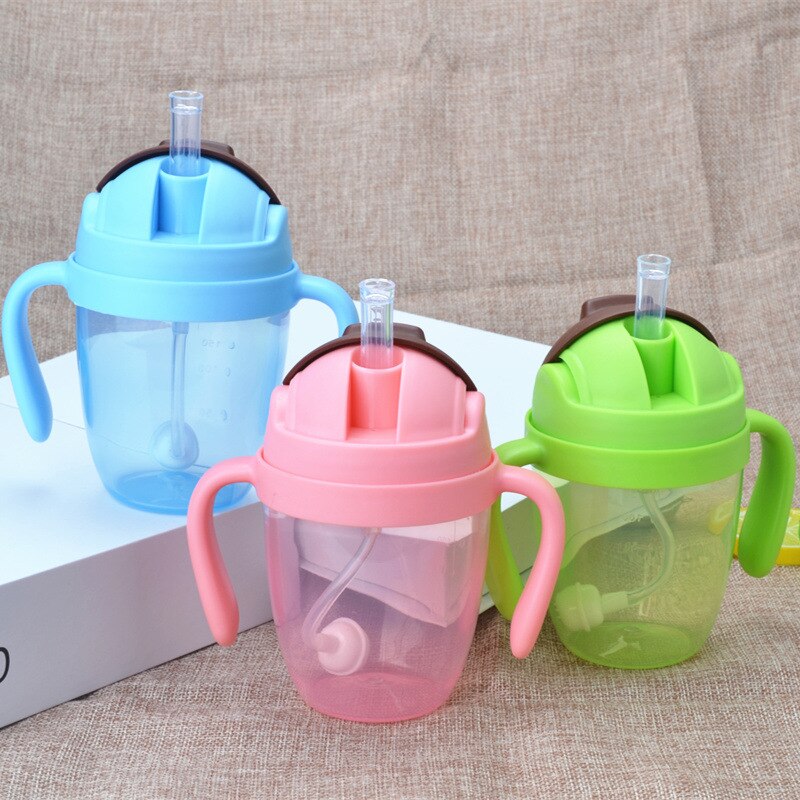 Plastic fles met brede mond, drinkbeker voor baby's, waterbeker voor kinderen met rietje, trainingsbeker