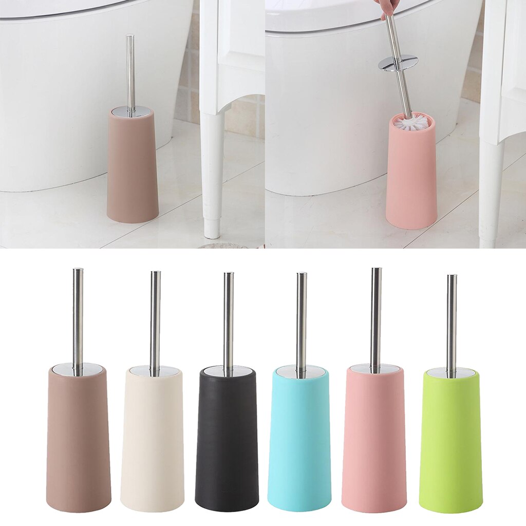 Toilet Brush &amp; Holder Set Cleaning Modern Lavatory Brush with Long Handle &amp; Lid