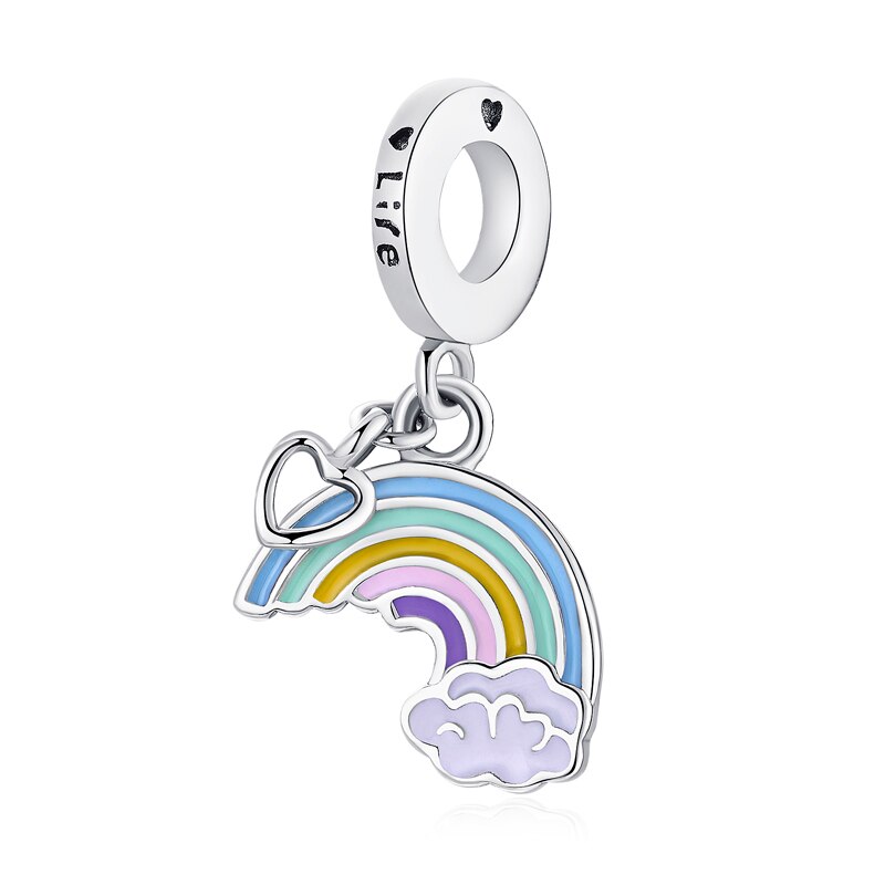 Authentieke 925 Sterling Zilveren Regenboog Van Liefde Opknoping Charm Fit Originele Armbanden Voor Vrouwen Diy Sieraden S925 Kraal