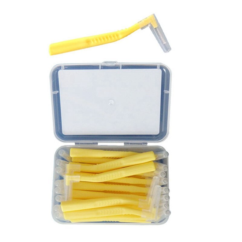 40x ASUS Push-Pull Interdental Brush Tooth Pick Tooth Orthodontic Toothpick Toothbrush Yellow &amp; Orange