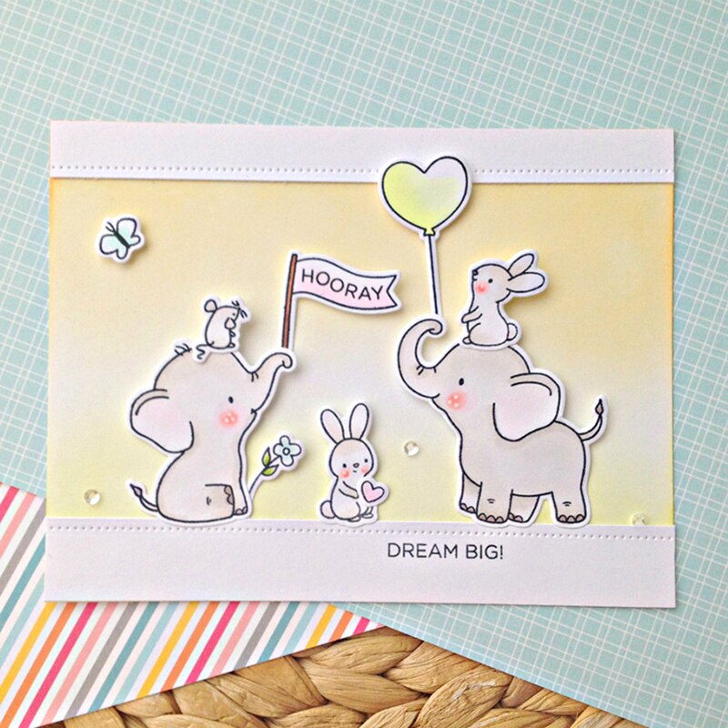 AHcraft Olifant Vrienden Stempel en Metalen Stansmessen voor Fotoalbum Decoratieve Embossing Silicone Clear Stamps winter