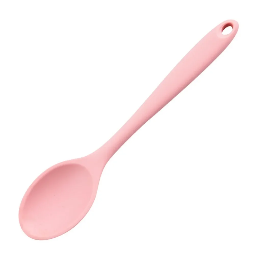 Silicone Spoon Food Grade Long-handled Kitchen Soup Spoon Mixing Spoons High Temperature Resistant for Cooking: Gold