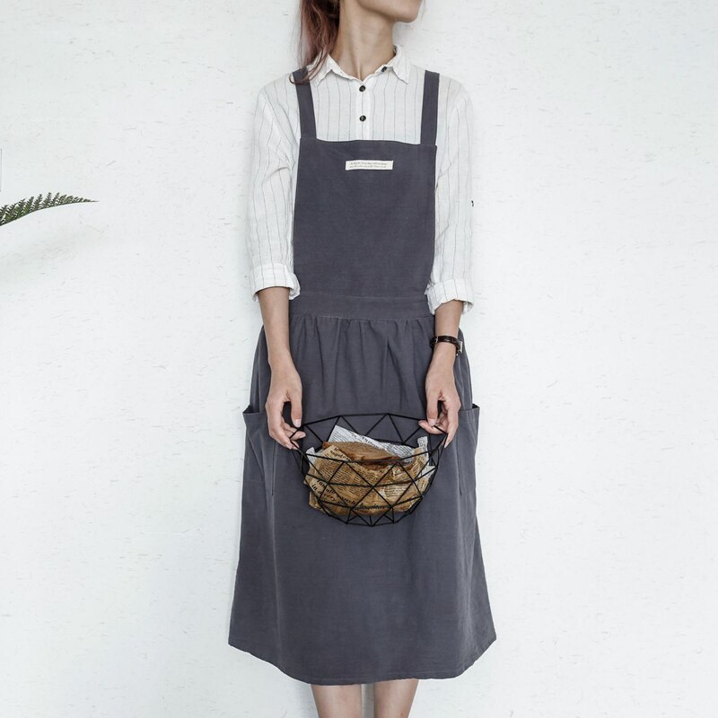 Künstlerische Baumwolle Leinen Kochen Küche Schürzen Für Frau Kleid Blume Einkaufen Kittel Friseur Lätzchen Garten Overall Reinigung Schürze