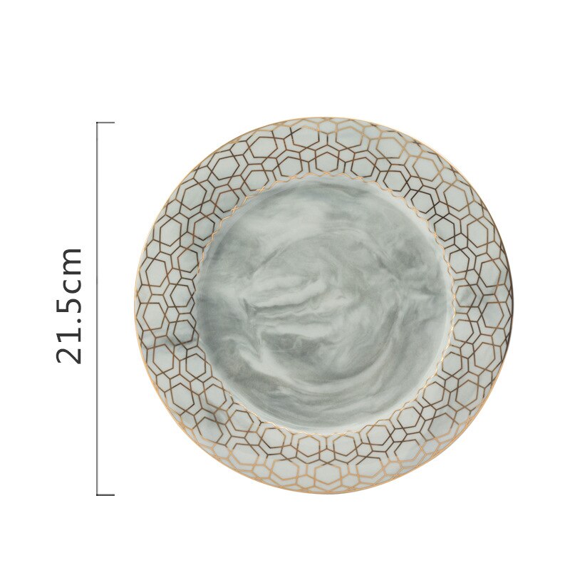 1pc glod geometri diamant marmor keramisk middag flad plade opvaske salat plader desset plade sousplat dekorative bordservice: 8 tommer grå diamant