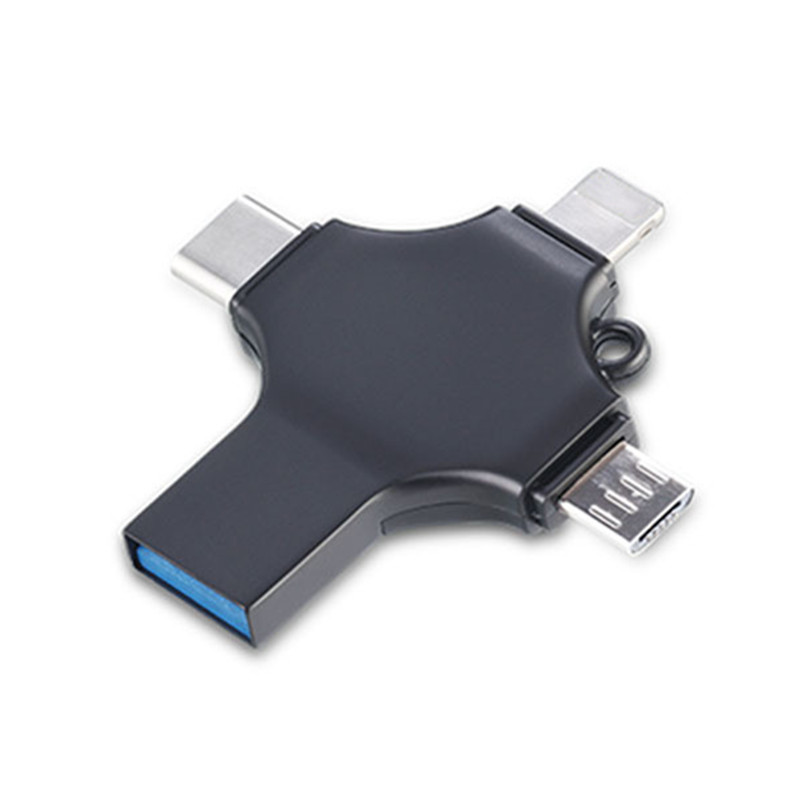 Unidade Flash USB para Todos os Telefones, Dispositivos de Armazenamento Externo, Pen Drive, USB 3.0, 4 em 1, OTG, Tipo C, Plus, X, 32GB, 64 GB: Preto / 1TB