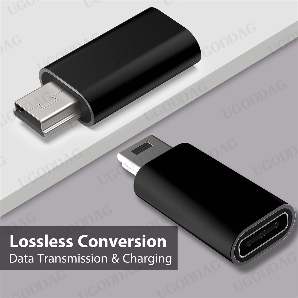 Mini 5 Pin USB Adapter B Male to USB Type C Female Data Data Transfer Connector for MP3 Digital Camera GPS