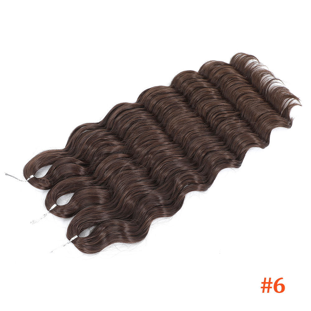 24" ANNA Water Wave Braiding Hair Extensions Synthetic Loose Deep Wave Curly Braid Hair Ombre Brown Rainbow Twist Crochet Hair