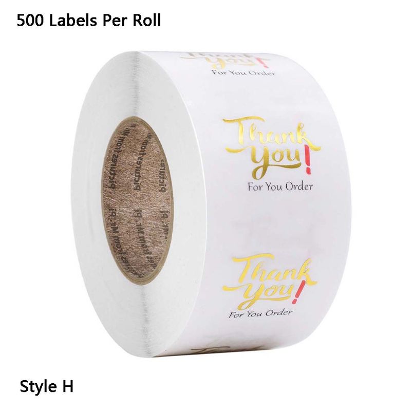 500 Uds./rollo redondo transparente gracias por su pedido Paquete de pegatinas sello etiqueta hecho a mano tarjeta Scrapbooking Decoración: 5AC703779-H