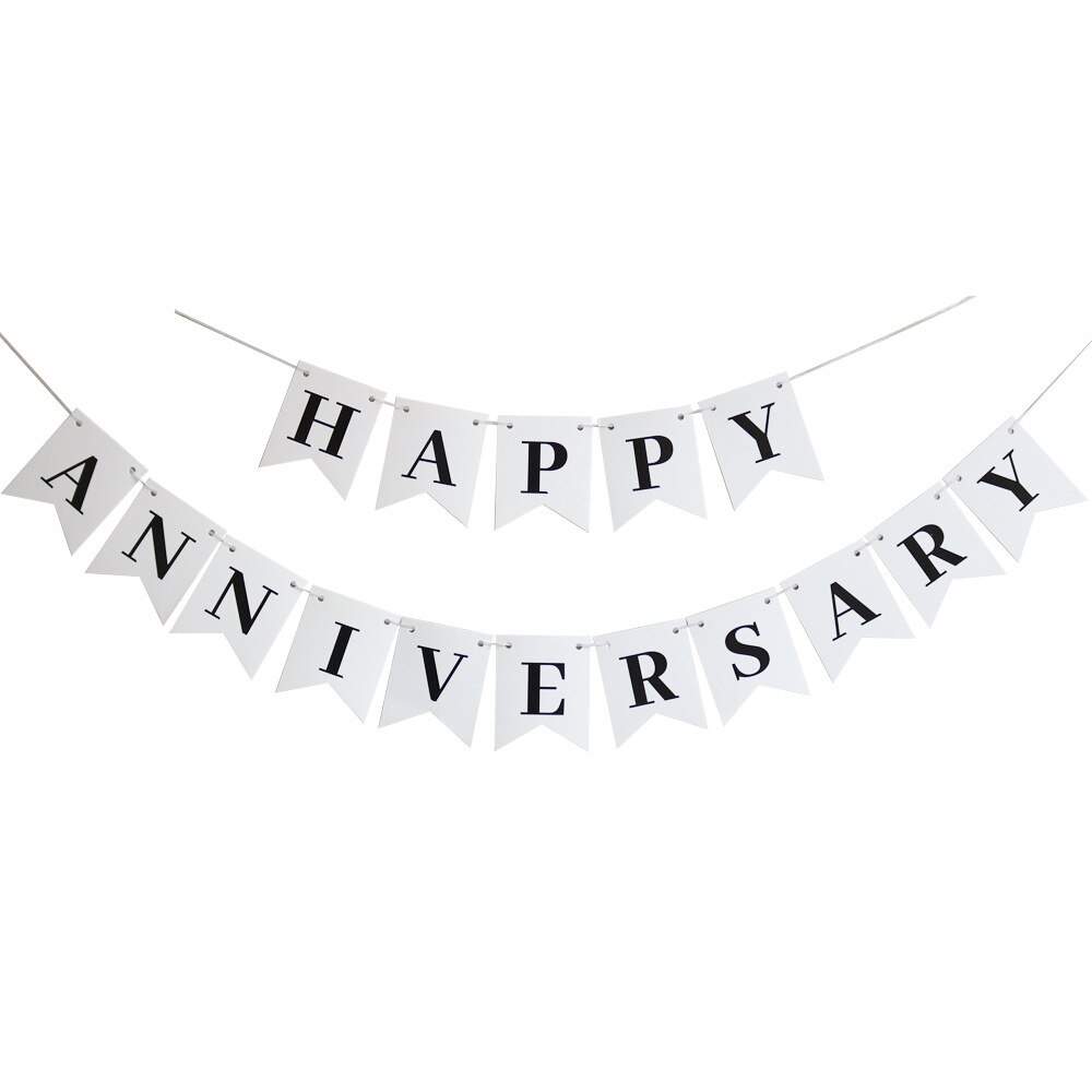 Happy Anniversary Banner White Banner for Wedding Anniversary Party Decorations Supplies: 1