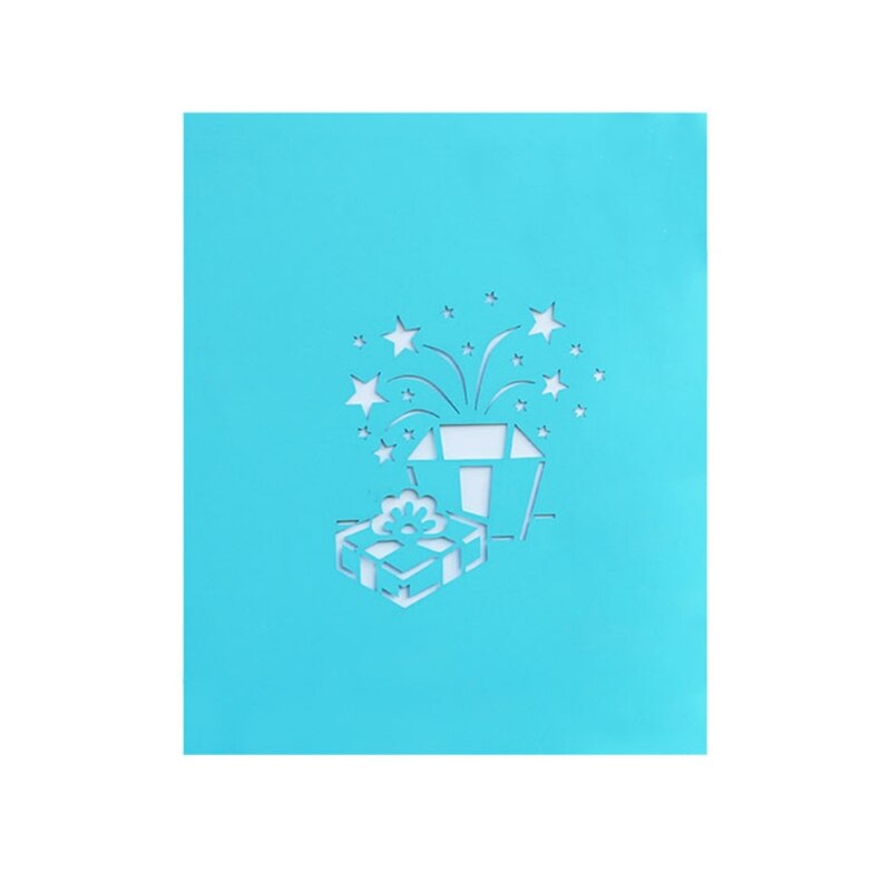 3D Pop-Up Greeting Card for Happy Birthday Cake Box Balloon Wedding Party with Envelope: D