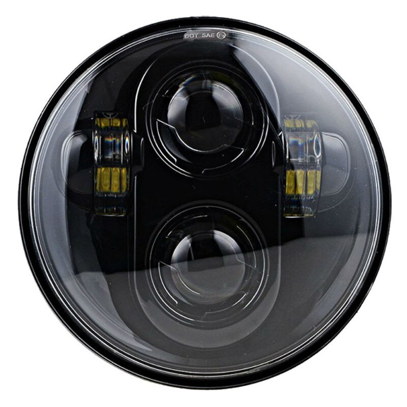 5.75&quot; inch LED Projector Headlight with Halo Angel Eyes White DRL Lights for Honda Shadow Aero Phantom VLX 600 750 VT 1100: H Black