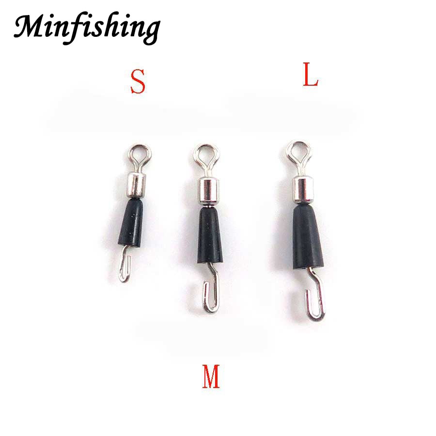Minfishing 25 pcs/lot Quick Change Rolling Swivel Snap Clip with Rubber Sleeve Swivel Connector Fishing Line Lure Accessories