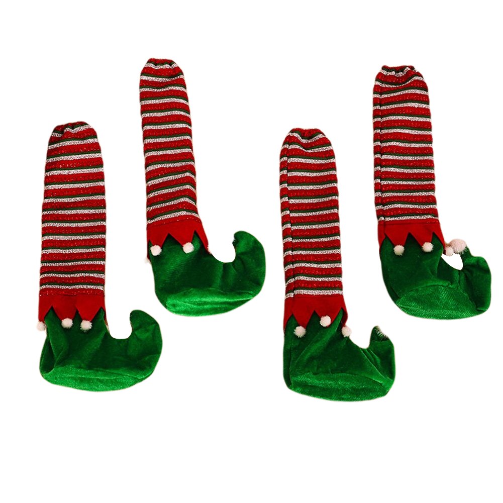 La jambe de chaise de noël couvre le protecteur de plancher mignon de chaussettes de jambe de chaise de d'elfe pour la fête à la maison: green