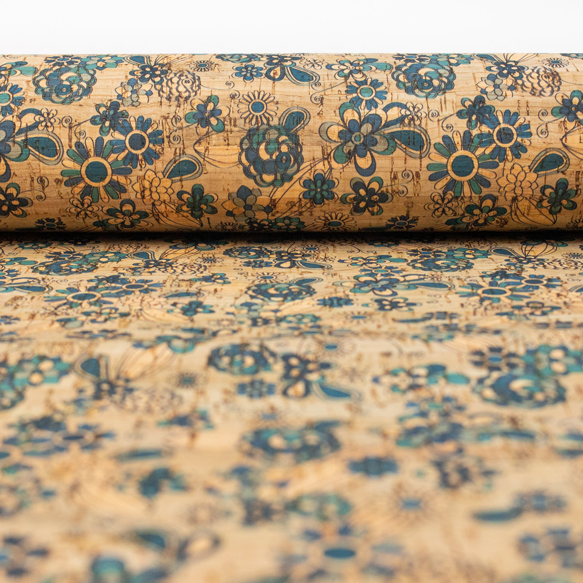 Du Portugal tissu en liège naturel à motifs de fleurs vertes conçoit des COF-205 textiles en liège