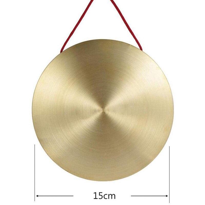 Hand Gong,15cm Hand Gong Toy Brass Copper Chapel Opera Percussion with Round Play Hammer for Chapel & Opera Playing