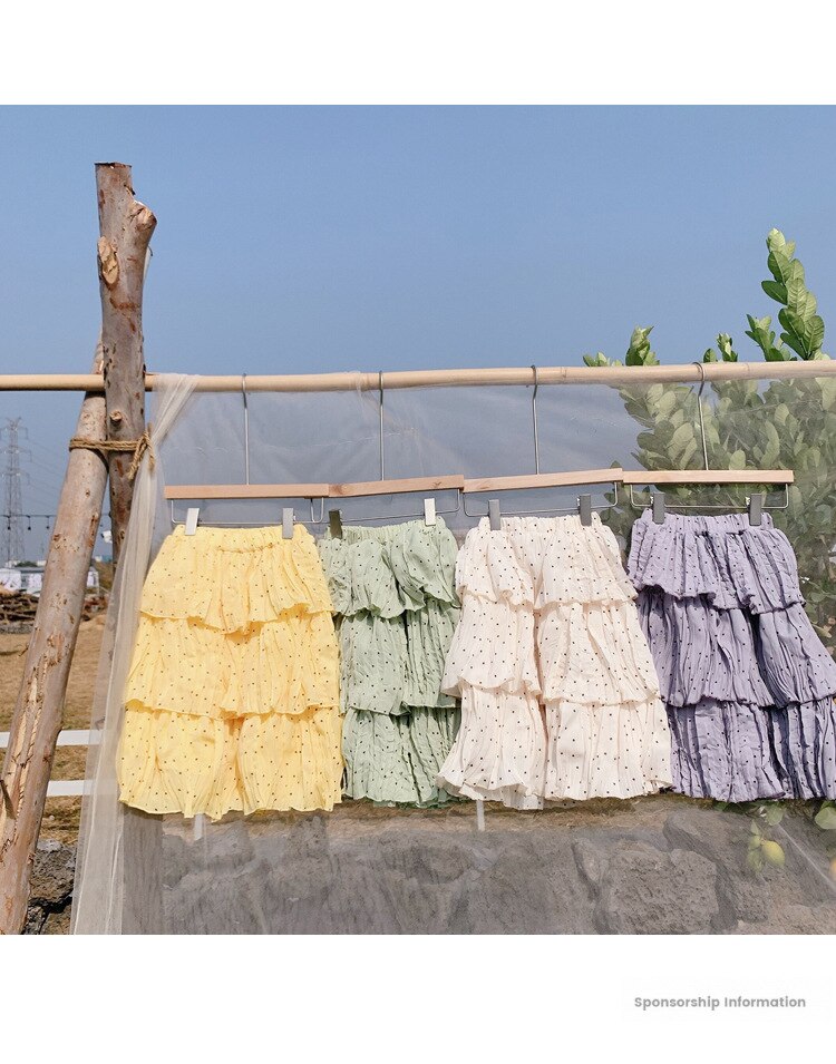 Mädchen röcke Frühling Punkt gedruckt Chiffon kuchen röcke Baby mädchen 3 farben plissee Felsen