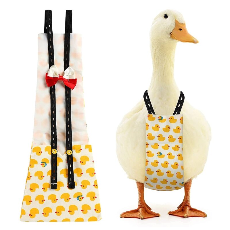 Couche-culotte de canard imprimé banane ananas, couche-culotte lavable réutilisable réglable avec nœud papillon pour volaille